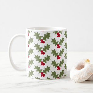 Caneca De Café Natal Holly Red Berries Green Folhas