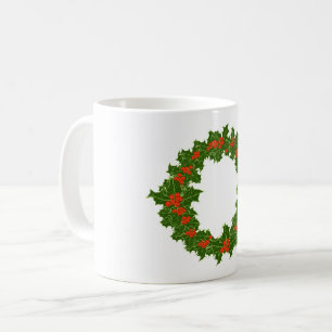 Caneca De Café Natal Holly Wreath