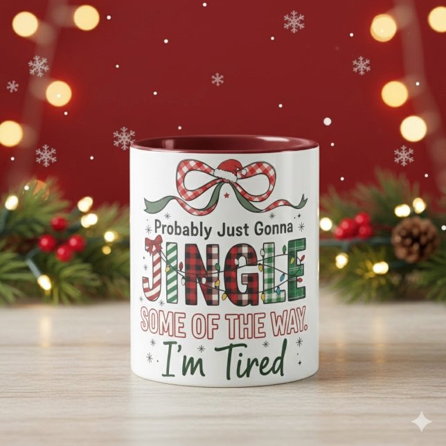 Caneca de Café Natal Jingle Divertido 330ml (Criador carregado)