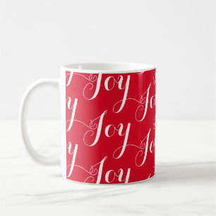 Caneca De Café Natal Joy Tipografia Padrão Vermelho de Natal Bra