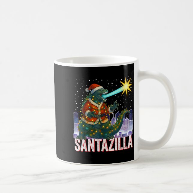Caneca De Café Natal Kaiju Santazilla Monstro Japonês Dinossa (Direita)