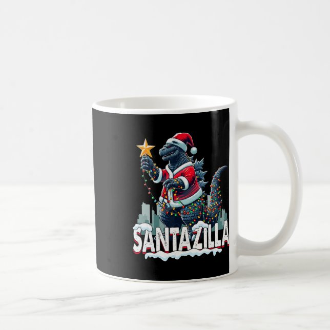 Caneca De Café Natal Kaiju Santazilla Monstro Japonês Dinossa (Direita)
