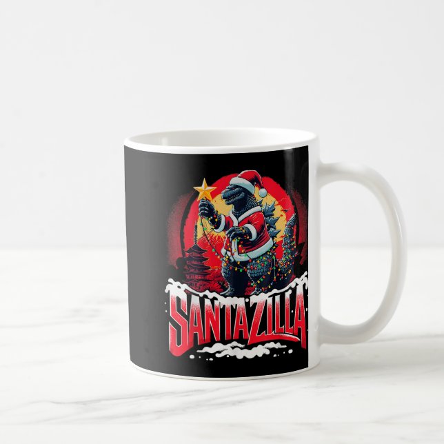 Caneca De Café Natal Kaiju Santazilla Monstro Japonês Dinossa (Direita)