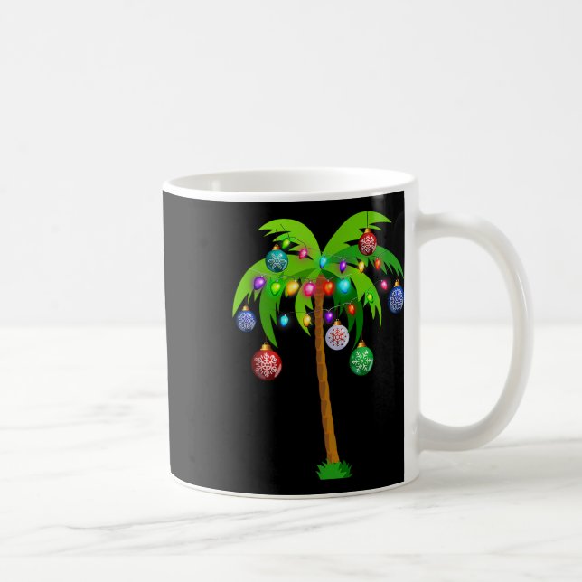 Caneca De Café Natal Lights Palm Tree Fun Hawaii Beach Tropic (Direita)