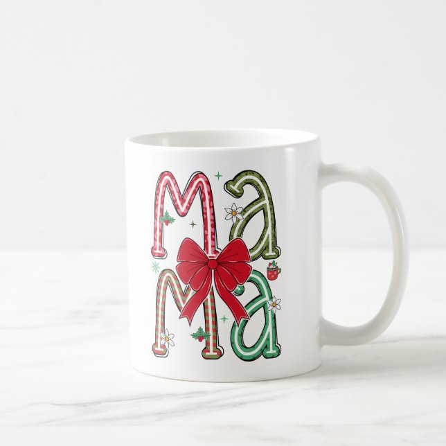 Caneca De Café Natal MAMA Letras Arco Vermelho Festivo (Direita)