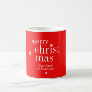 Caneca De Café Natal Mínimo Feliz Natal Neve de Papai Noel Vermel