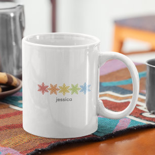 Caneca De Café Natal Moderno Colorido dos Flocos de Neve