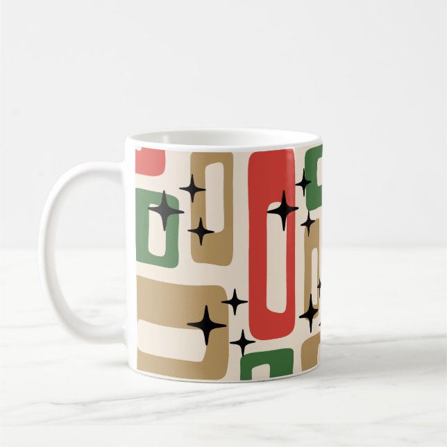 Caneca De Café Natal Moderno de Meados do Século Atômico (Esquerda)
