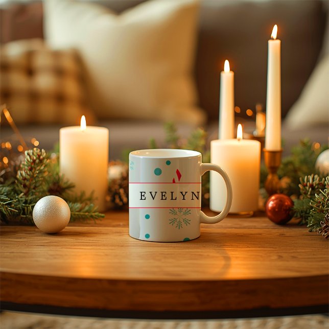 Caneca De Café Natal Moderno e Elegante com Alegria (Criador carregado)