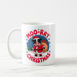 Caneca De Café Natal Moo-rry Engraçado Vaca Papai Noel Natal