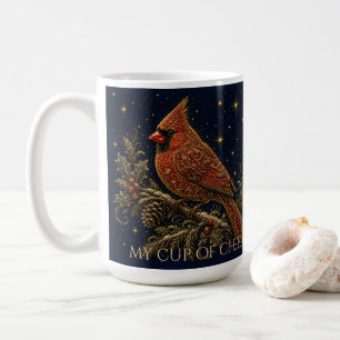 Caneca De Café Natal nas Estrelas   Cardinal Vermelho