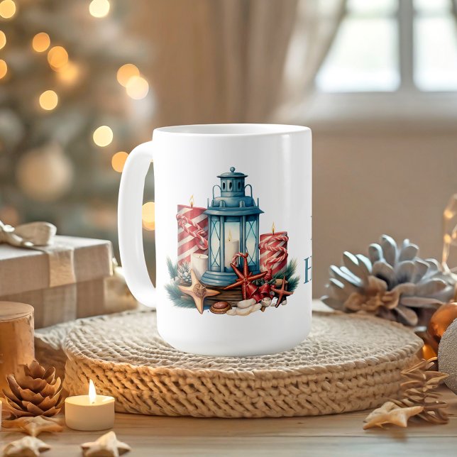Caneca De Café Natal náutico personalizável (Criador carregado)