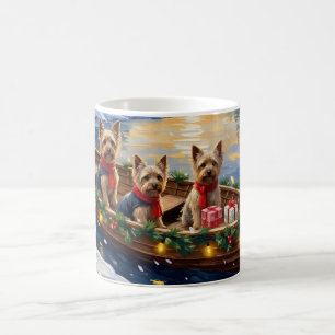 Caneca De Café Natal no barco com Yorkshire Terrier