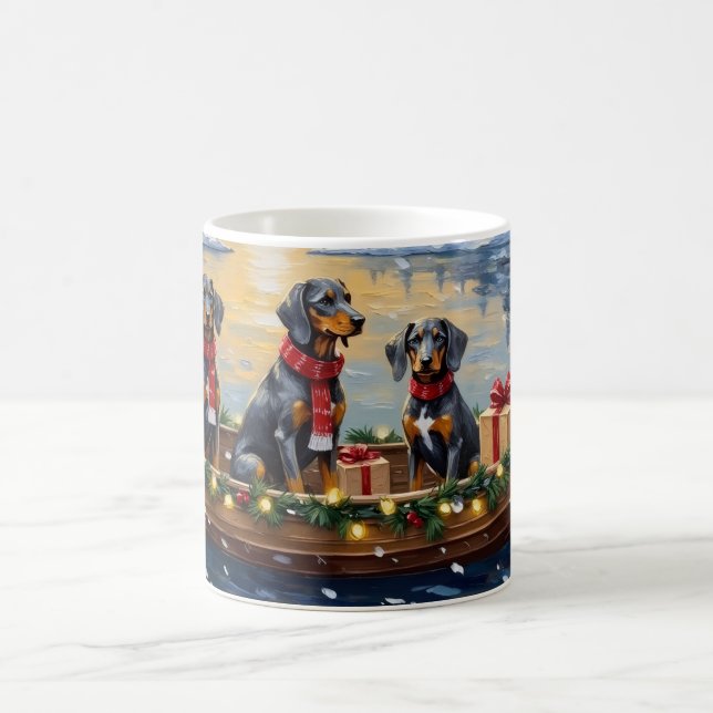 Caneca De Café Natal no barco do Bluetick Coonhound (Centro)
