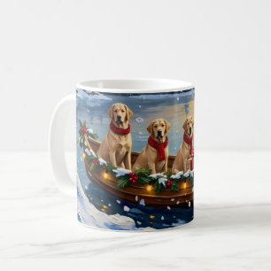 Caneca De Café Natal no barco do Labrador Retriever