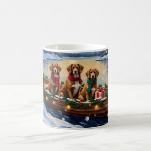 Caneca De Café Natal no Barco do Vizsla