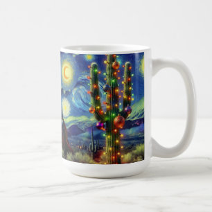Caneca De Café Natal no Desert Saguaro Cactus Blue Green