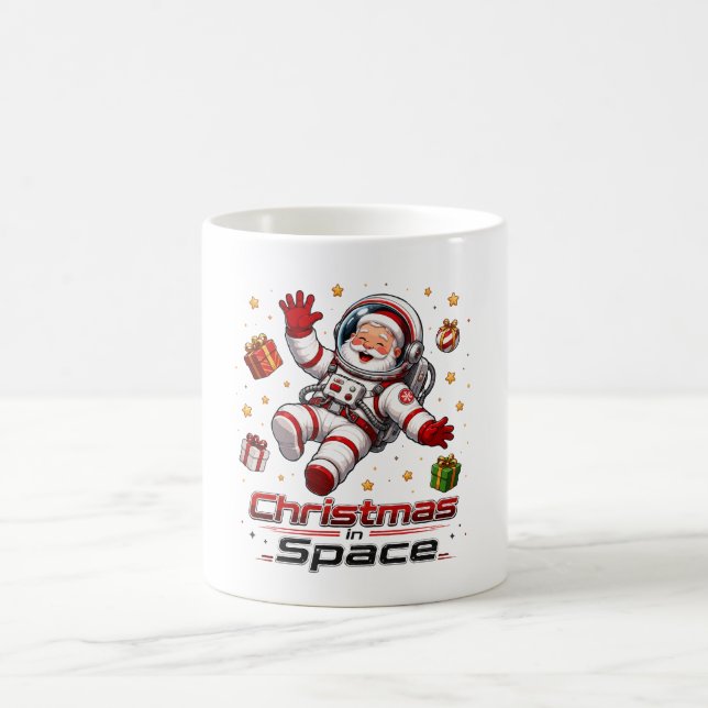 Caneca De Café Natal no Espaço Papai Noel Astronauta Fofo Feriado (Centro)