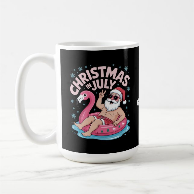 Caneca De Café Natal nos Papais noeis de julho Flamingo Funny Sum (Esquerda)