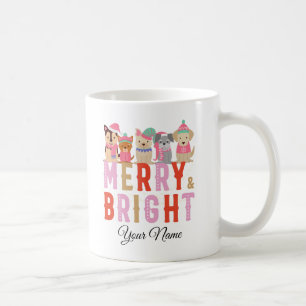 Caneca De Café Natal, ornamentos 07 Feliz e Brilho