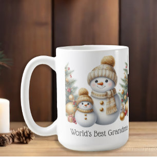 Caneca De Café Natal Papai Noel Melhor Avó Dourado Verde