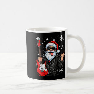 Caneca De Café Natal Papai Noel Rock Mão Guitarra Rocker Xmas Hom