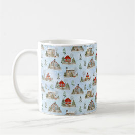 Caneca De Café Natal para o inverno da neve, cochonetes, árvores