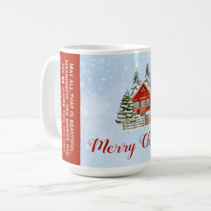Caneca De Café Natal para o inverno da neve, cochonetes, árvores