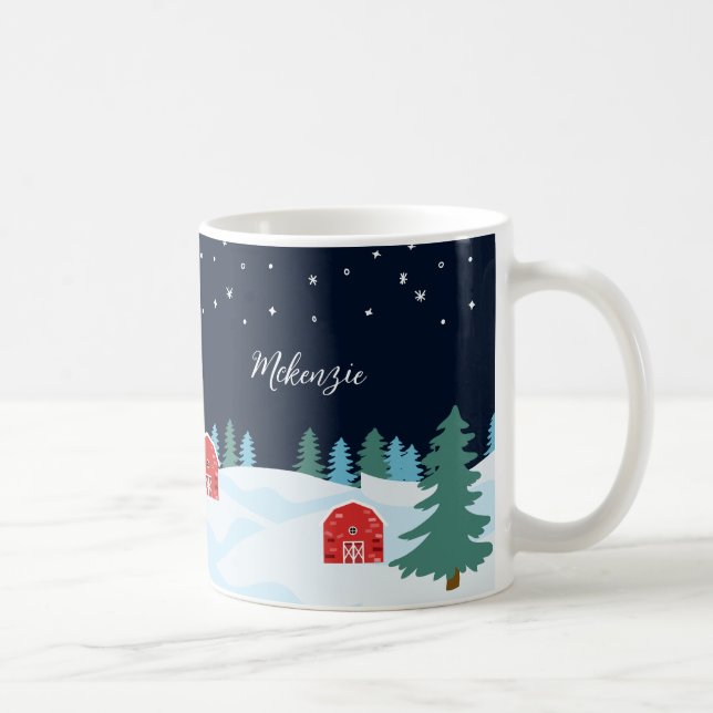 Caneca De Café Natal Personalizado Branco Rústico (Direita)