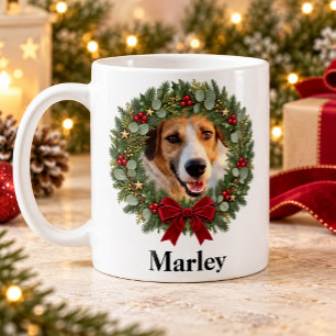 Caneca De Café Natal Personalizado com Foto de Cachorro ou Gato