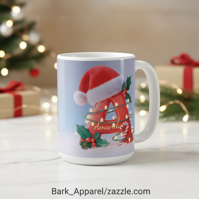 Caneca De Café Natal Personalizado com Letra 'A'  (Criador carregado)