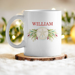 Caneca De Café Natal personalizado da praia do dólar de areia