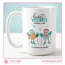 Caneca De Café Natal Personalizado de Esqui