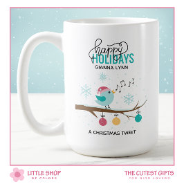 Caneca De Café Natal Personalizado de Pássaro Cantando Musical