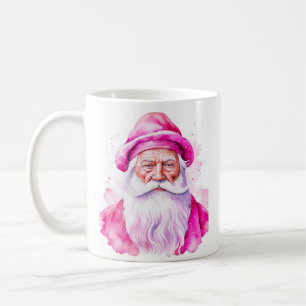 Caneca De Café Natal Personalizado do Papai Noel Rosa e Boneco de