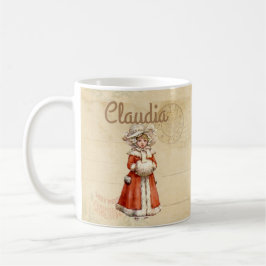 Caneca De Café Natal Personalizado do Pequeno Caroler Vitoriano