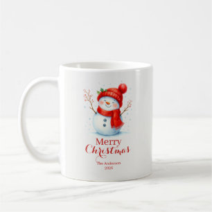Caneca De Café Natal Personalizado Feliz com Boneco de Neve Ano P