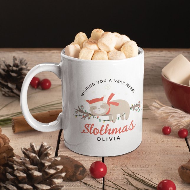 Caneca De Café Natal Personalizado Infantil Sloth Fofinho (Criador carregado)