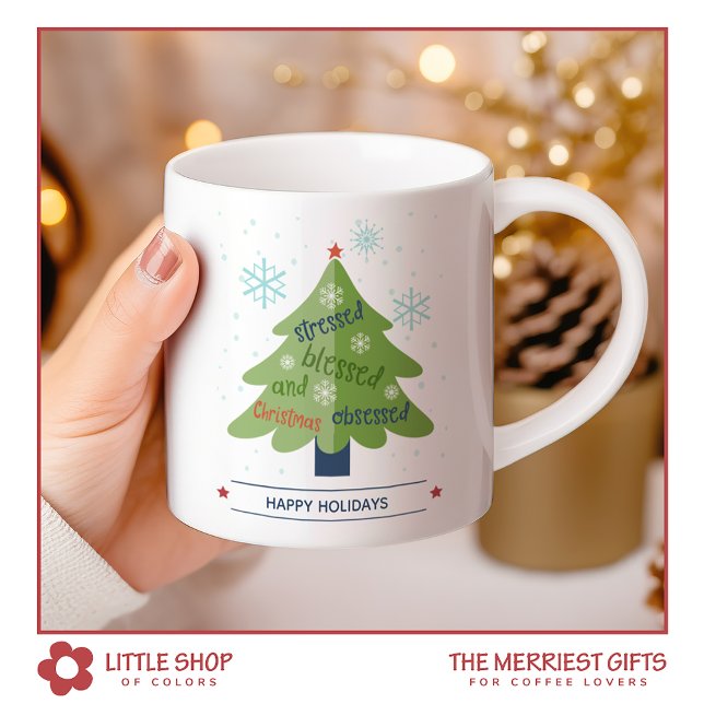 Caneca De Café Natal Personalizado Obsessivo Bênção Estresse (Criador carregado)
