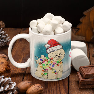 Caneca De Café Natal personalizado Themed Santa Hat Bichon Frisé