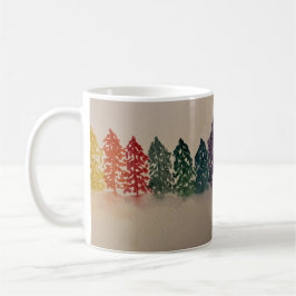 Caneca De Café Natal - Pinheiros Arco-íris