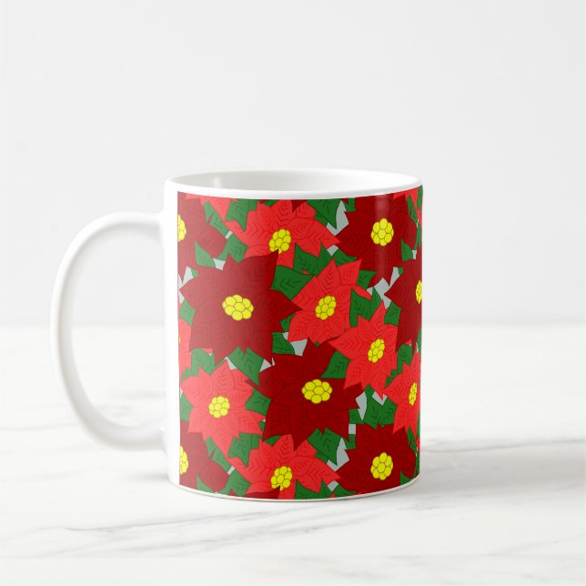 Caneca De Café Natal Poinsettias (Esquerda)