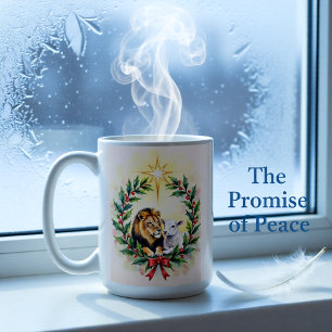 Caneca De Café Natal Religioso O Leão e o Cordeiro com Sta