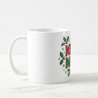 Caneca De Café Natal Retro Alegre da Mamãe com Design de Azevinho
