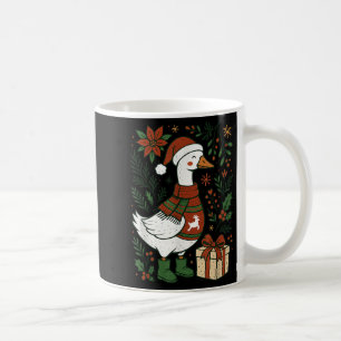 Caneca De Café Natal Retro Boho Floral Divertido Amante do Ganso