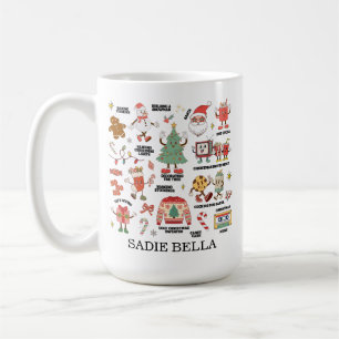 Caneca De Café Natal Retro Nostálgico Verde e Vermelho