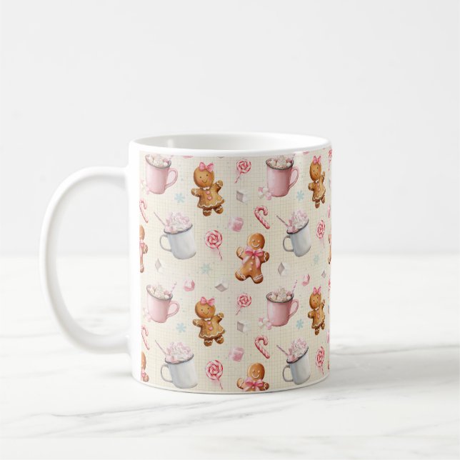 Caneca De Café Natal Rosa  (Esquerda)