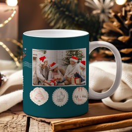 Caneca De Café Natal Rosa Verde Retro