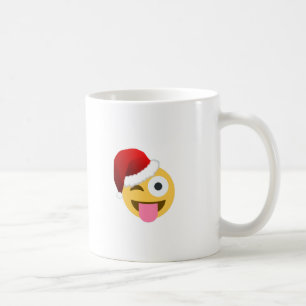 Caneca De Café natal santa claus winking emoji