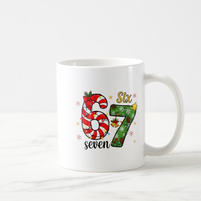Caneca De Café Natal Seis Sete Divertido Tendência 6 7 Meme Viral (Direita)